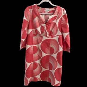 Boden Mod Print Tunic Dress | Red White size 8